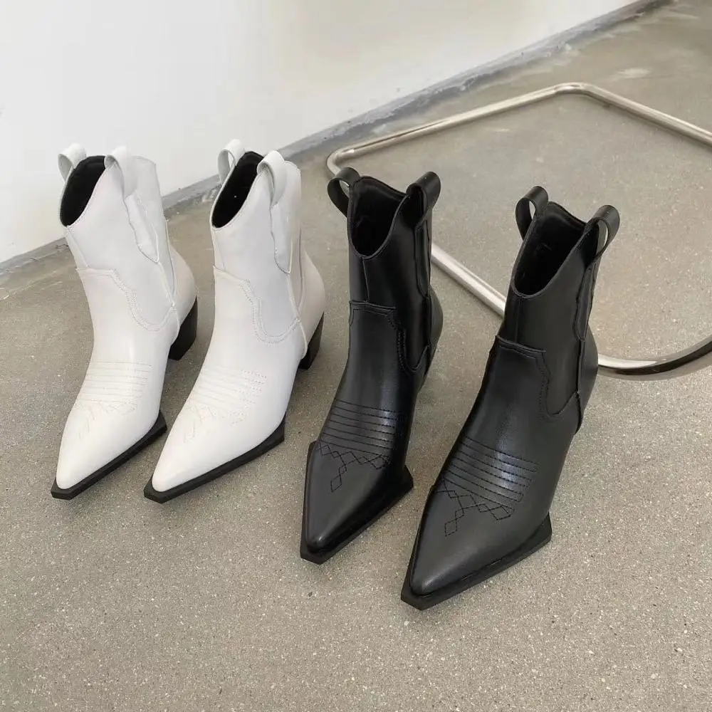 

Ботинки на среднем каблуке, Женская резиновая обувь, дождевая зимняя обувь, женские осенне-зимние однотонные ботильоны с острым носком в ри...