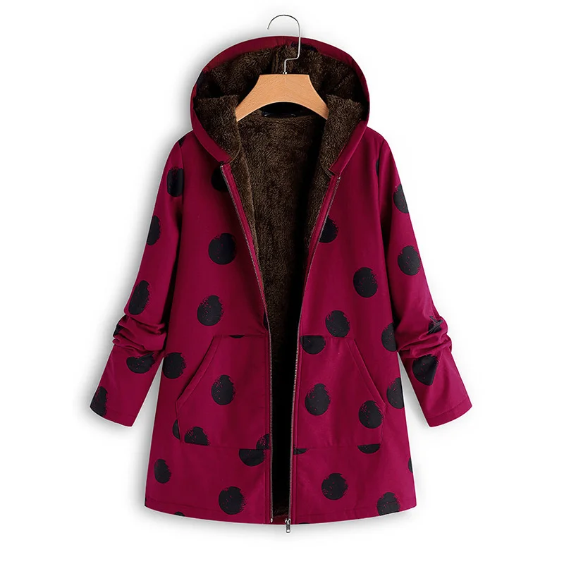 

Cotton Jacket Printed Hooded Zipper Fashion All-match Trend 2021 New Winter Women's Temperament Qm*