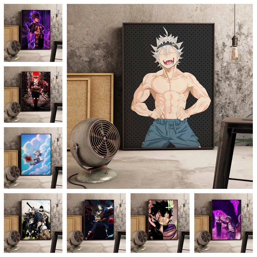 Модульная Hd печатает изображение украшения дома черный клевер Картины холст