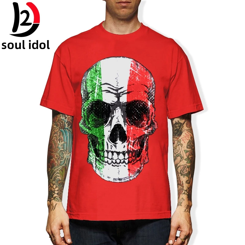 Футболка с черепом ITALIEN Italian Italiana TOTENKOPF FLAGGE EM WM S M L XL XXL Харадзюку модная