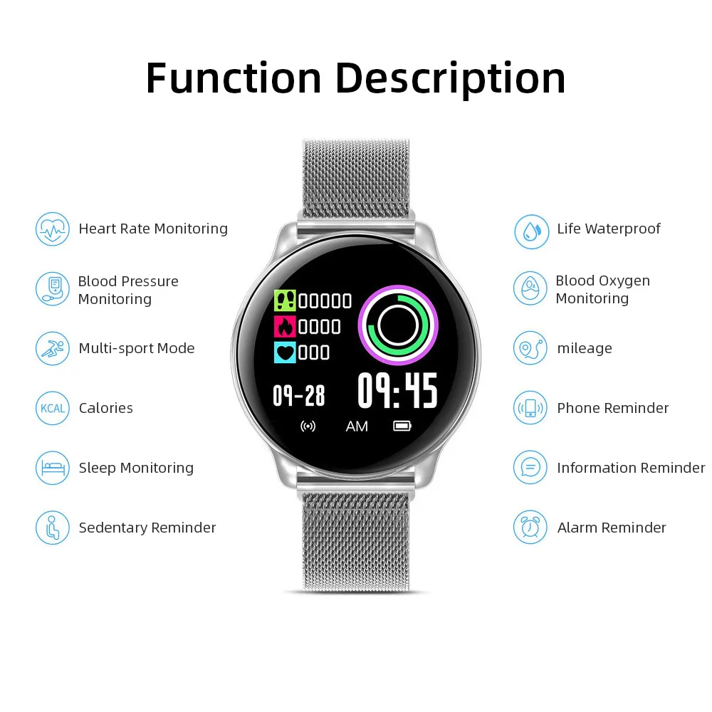 Смарт часы браслет пульсометр фитнес трекер Шагомер Браслет круговой экран