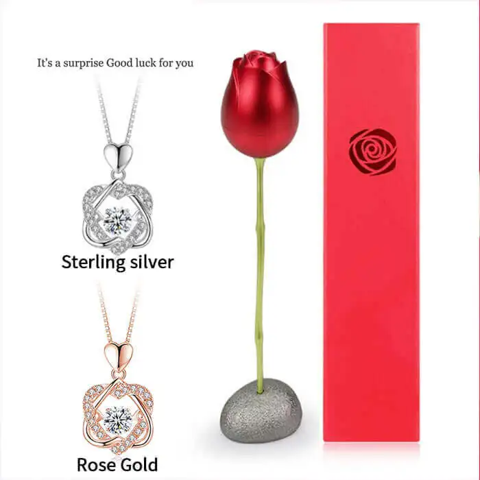 Ожерелье в форме сердца с розовым цветком подарочной коробке | Дом и сад