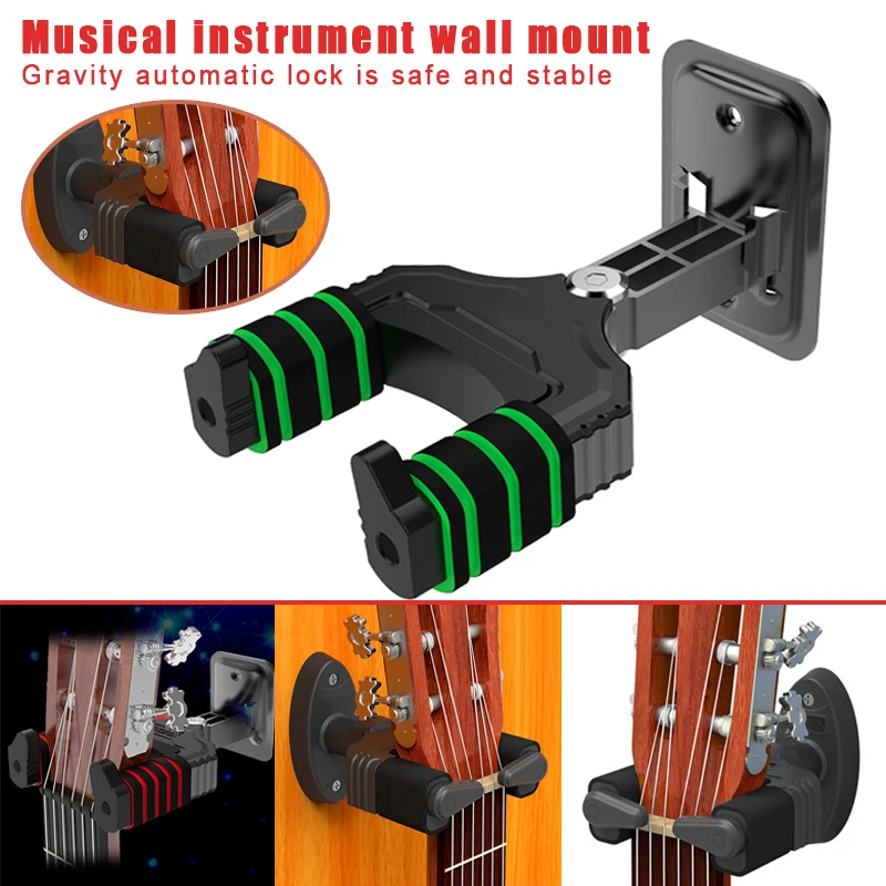 Newly Gravity Auto Lock Guitar Hanger Musical Instrument Wall Mount Ukulele Holder | Спорт и развлечения