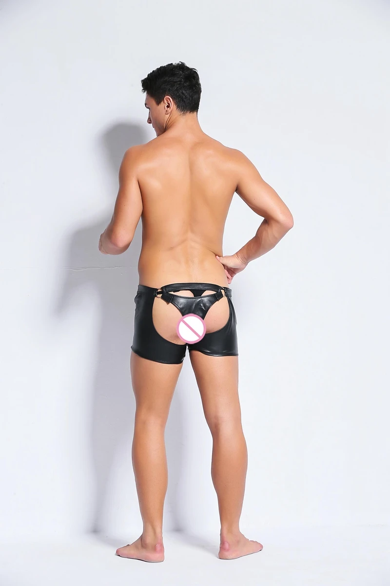 Хит продаж сексуальные мужские шорты из искусственной кожи с заклепками