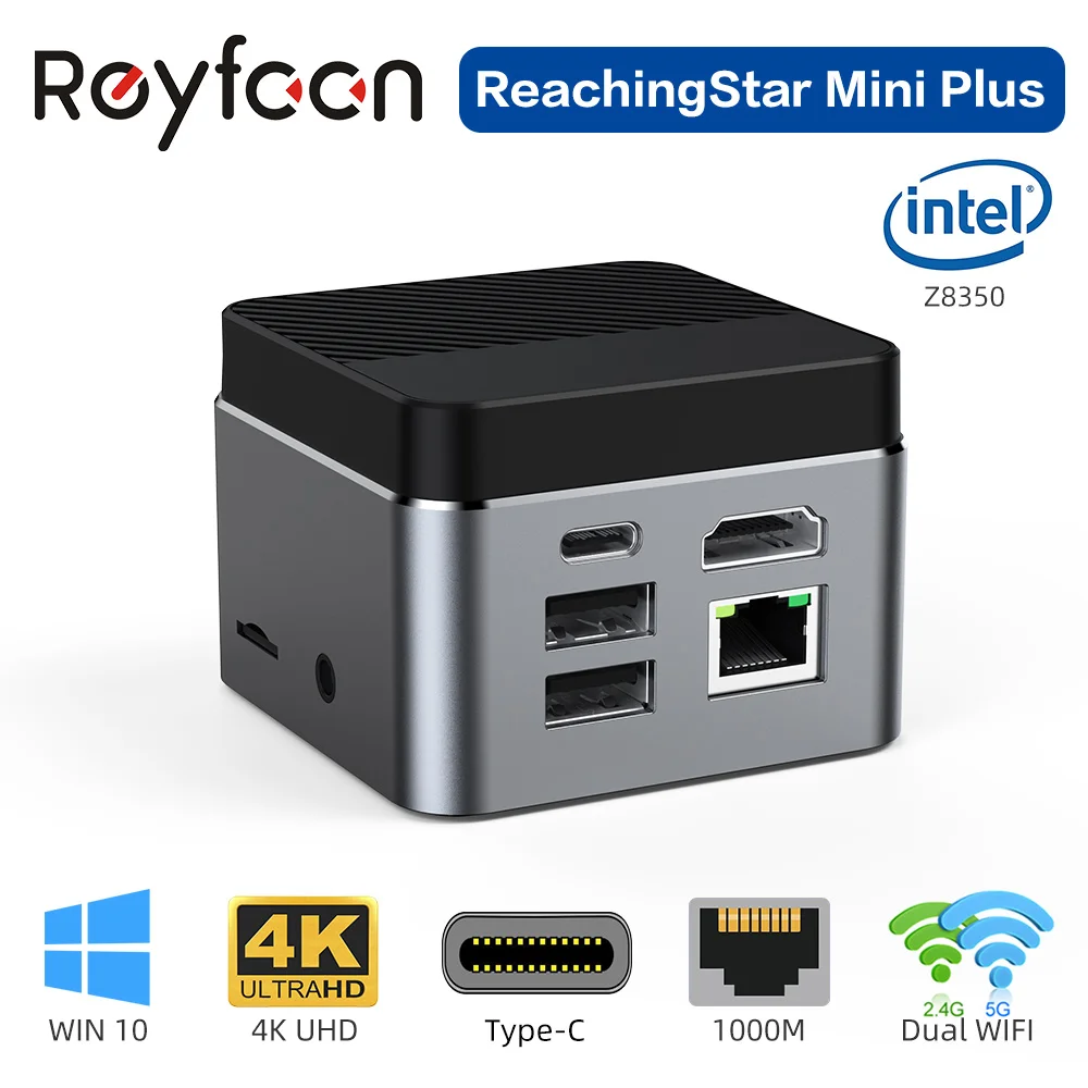 

Портативный мини-ПК Refoon Z8350, процессор Intel Atom Quad Core, 4 Гб ОЗУ, 64 Гб ПЗУ, Windows 10, настольный HD USB 1000M LAN компьютер