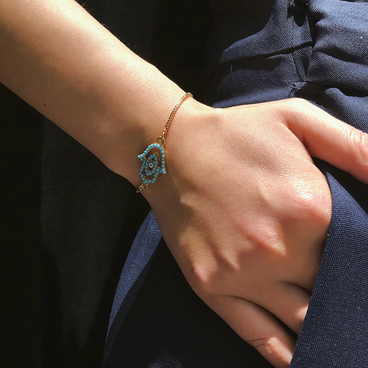 Europe and America Ornament Fashion Creative New Style Inlaid Hand Jewelry Simple Metal Bergamot Eyes Bracelets Women's |