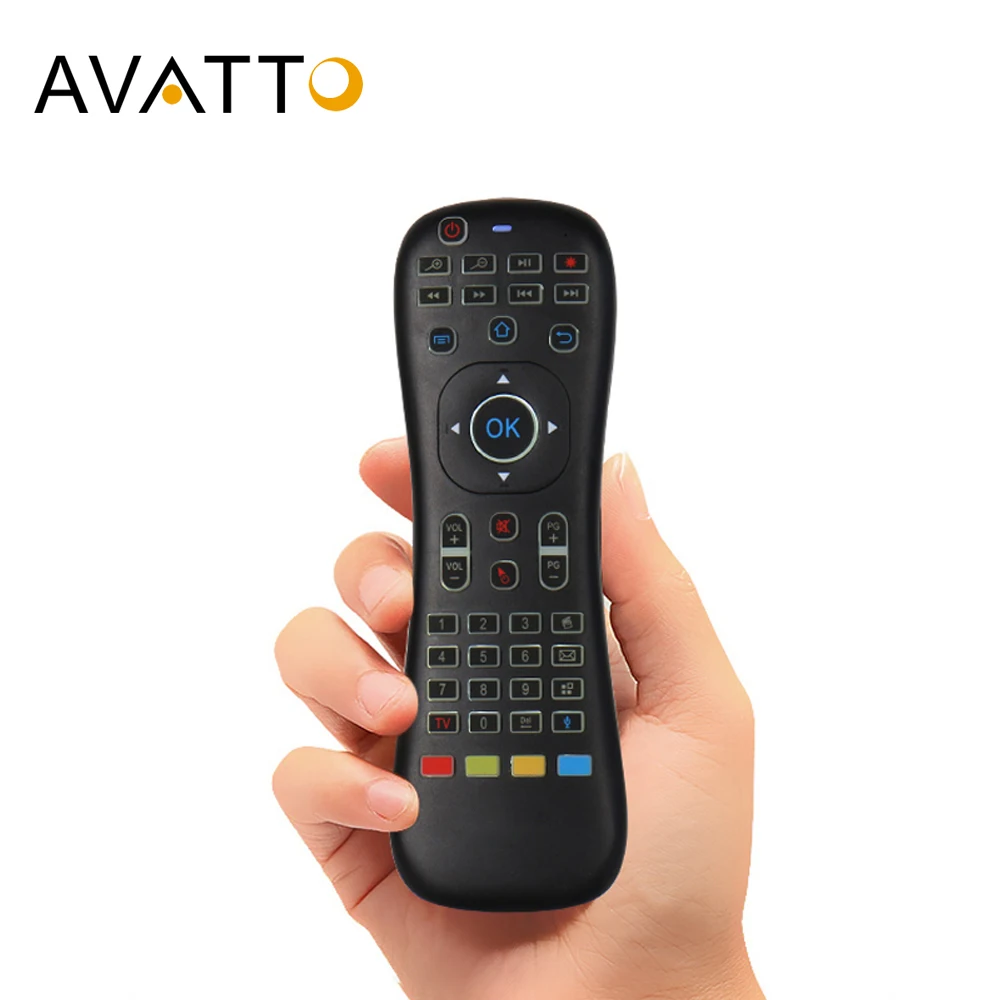 AVATTO MK3 с подсветкой Micphone Air mouse 2,4G беспроводная ИК обучающая Голосовая мини-клавиатура для Smart tv/Android Box/PC