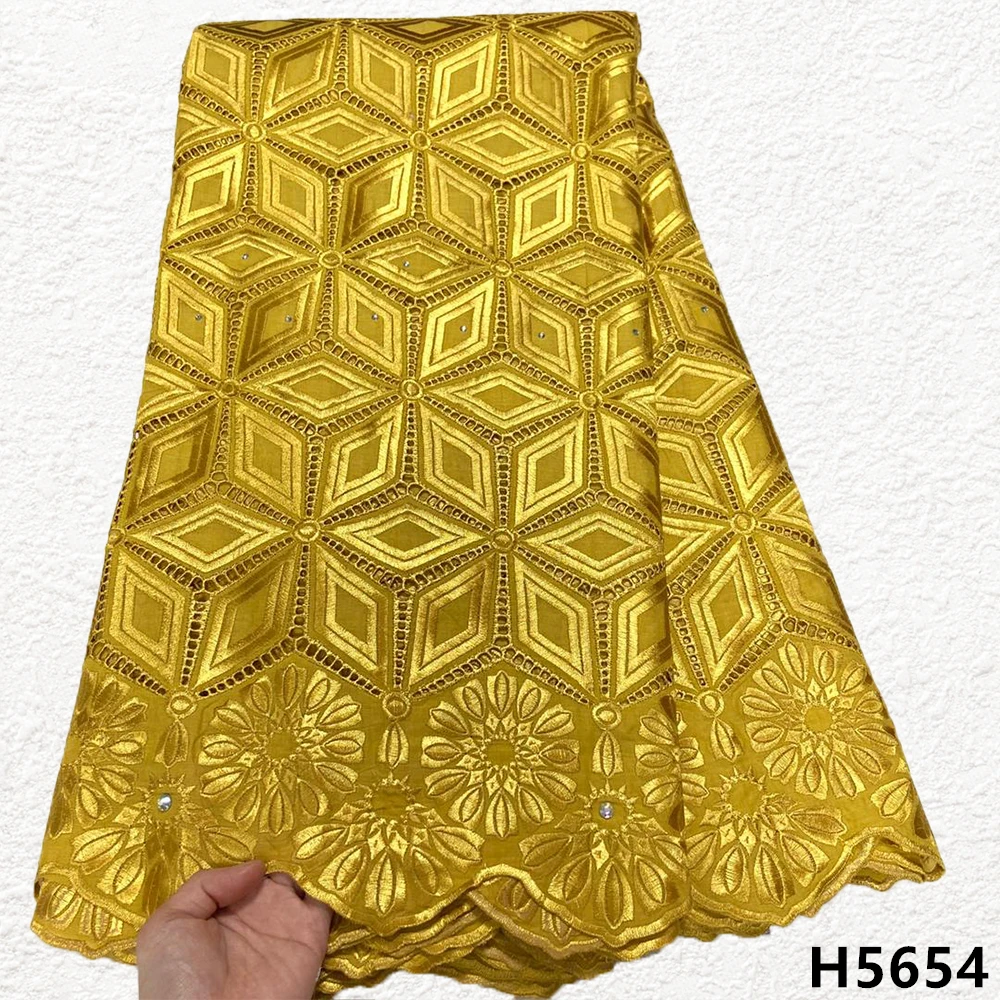 

Хлопковая кружевная ткань с вышивкой и камнями, HJ5654, 2021