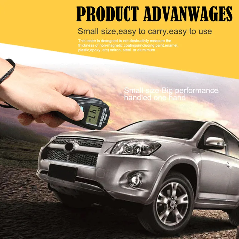 Измеритель толщины покрытия автомобиля цифровой измеритель с ЖК дисплеем