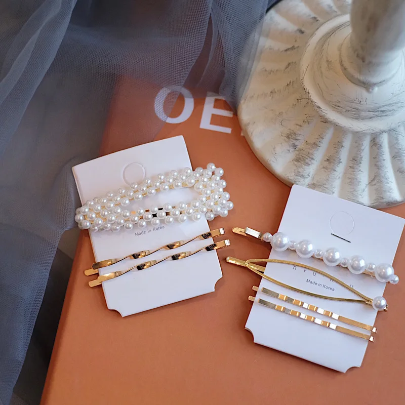

3Pcs/set Metal Pearls Hair Clips for Women Elegant Geometric Barrettes Hairpins Headwear Girls Hair Accessories Styling Tools