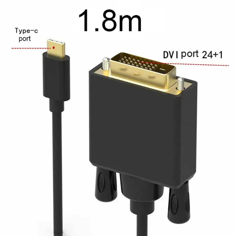 Универсальный USB C к DVI 1 8 м кабель для MacBook Pro Dell XPS 13 15 HP Spectre X360 Surface Book 2 Lenovo Yoga