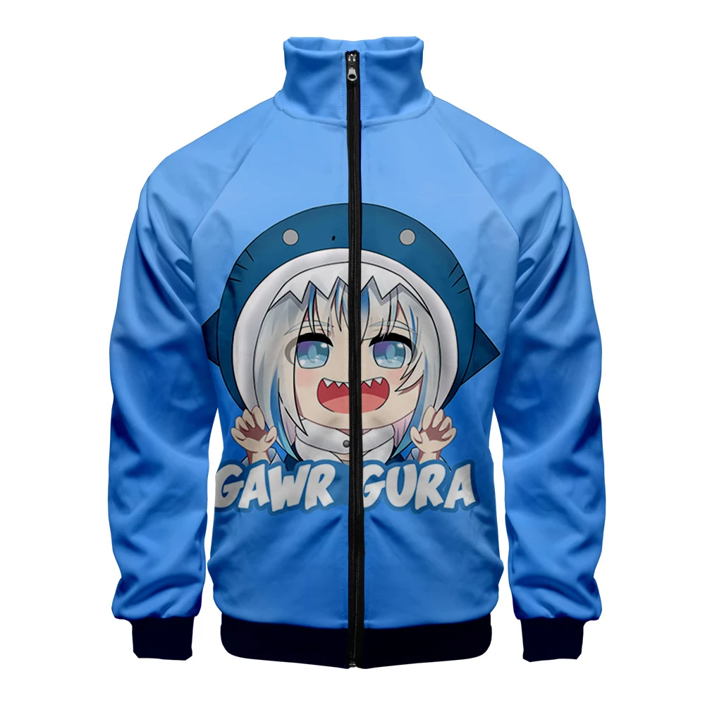 

Gawr Gura Little Shark Stand Collar Zip Jacket Men's/Women's Long Sleeve Sweatshirt Harajuku Kawaii Style 3D Casual Wear Top