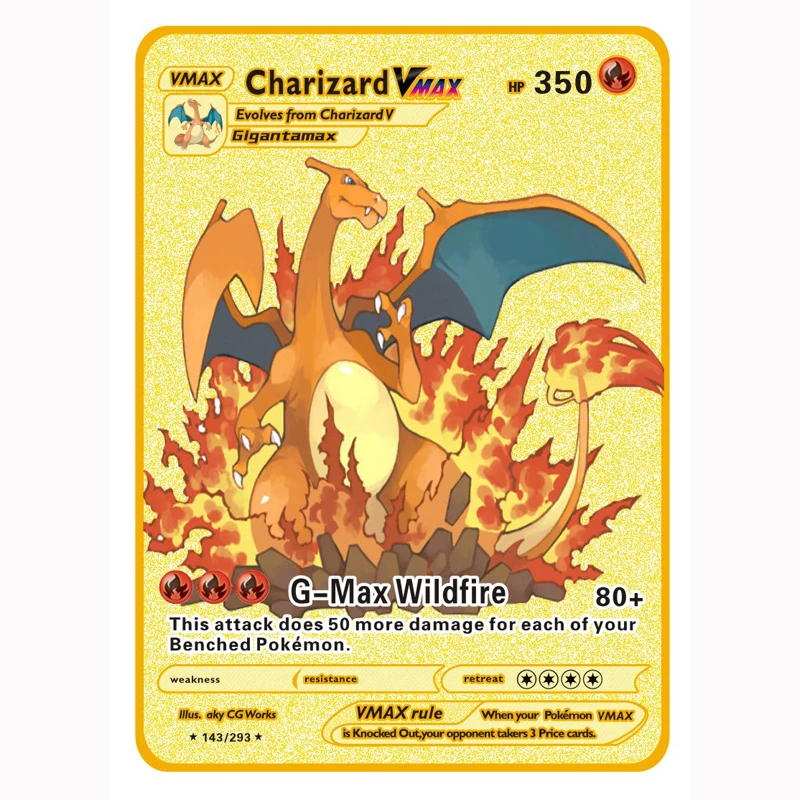 Карты Pokemon VMAX 11 видов Charizard Max на заказ металлические карты V Vmax коллекционная