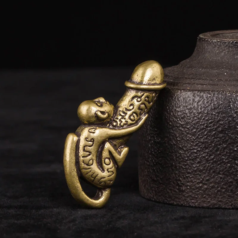 Чистый Зодиак из латуни кулон с обезьянкой для пениса креативная забавная