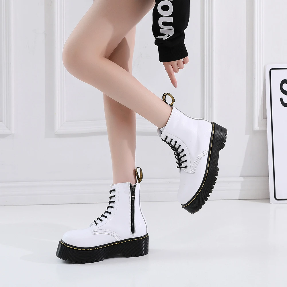 Женские ботинки кожаные женские ботильоны повседневные на шнуровке в стиле панк