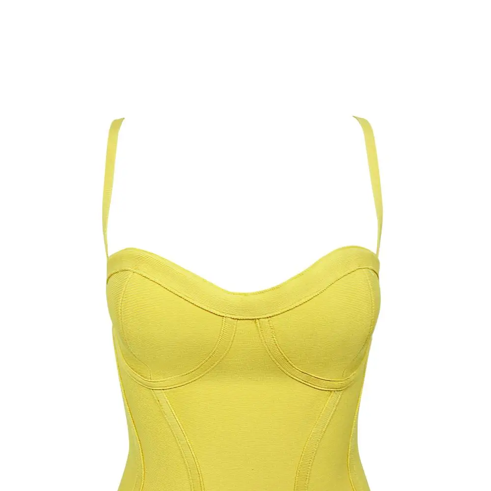 2019 New Summer Bandage Dress Women Elegant Club Party Sexy Sleeveless Yellow Mermaid Vestido | Женская одежда