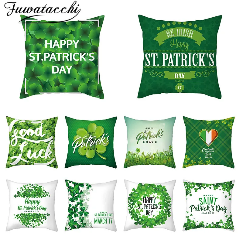 Наволочки с зеленым клевером Fuwatacchi наволочки листьями для дома дивана украшения