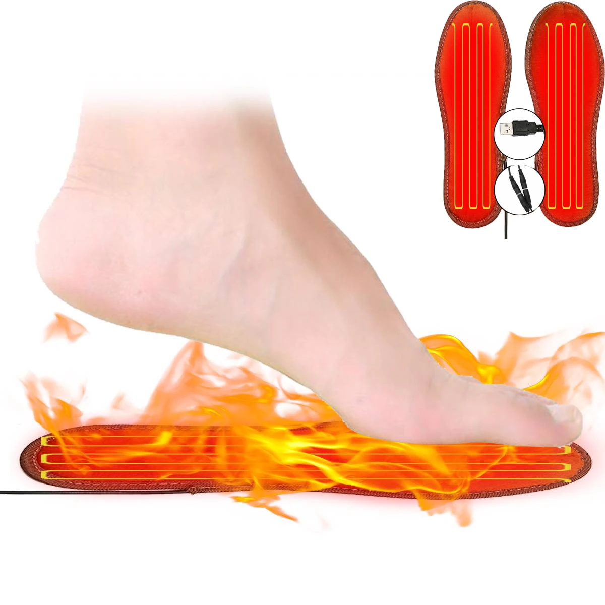 

1 Pair USB Heated Shoe Comfortable Soft Lint Electric Heated Shoe Insoles Winter Outdoor Sports Feet Warming Insoles New