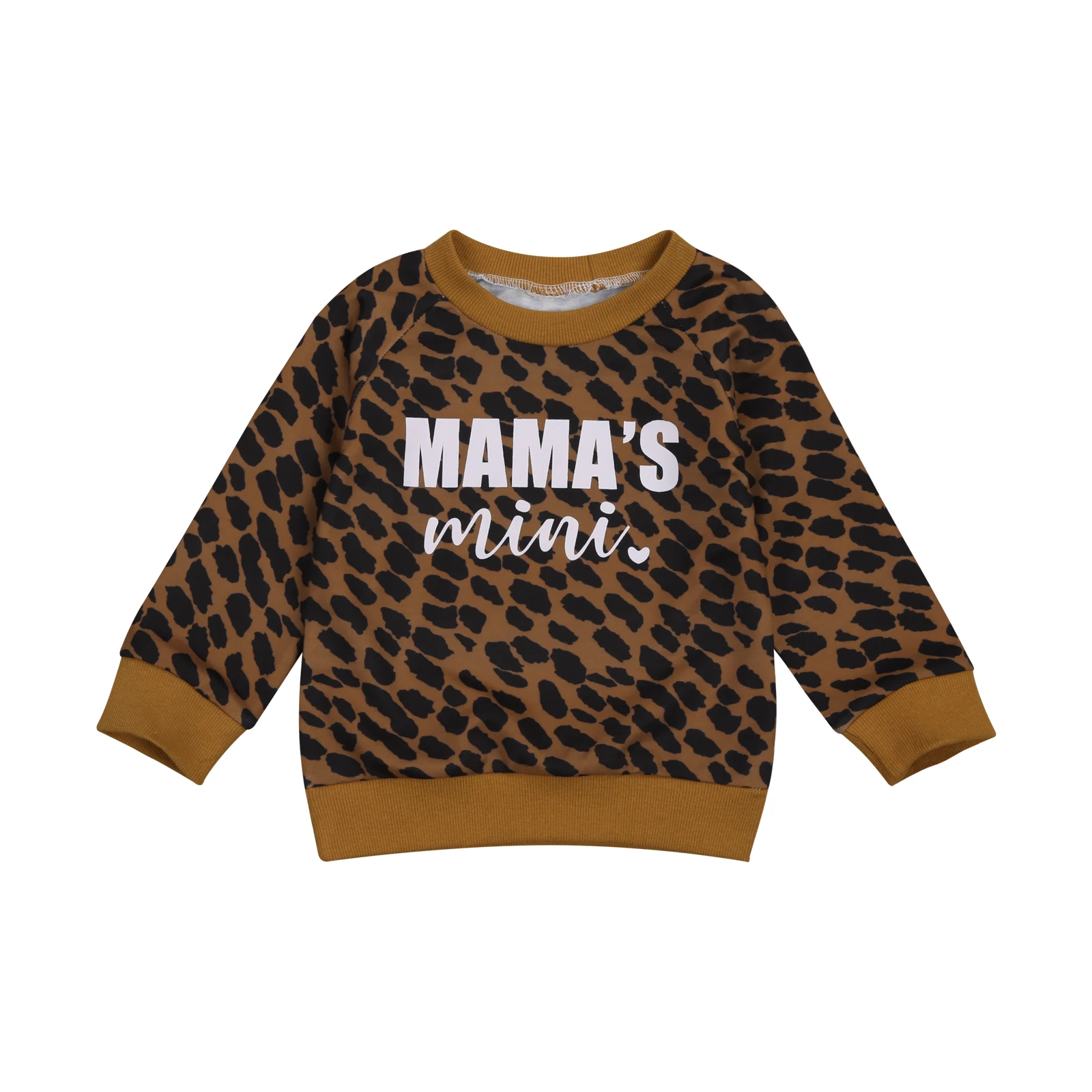 

Children's Leopard Printed Pullover Sweater Long Sleeve Round Neck Casual Top for Spring Autumn and Winter