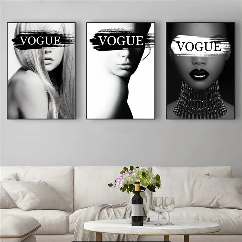 

Fashion Women Cover Eyes Vogue Art Canvas Print Painting Modern Wall Picture Living Room Home Decoration Poster