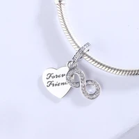 925 sterling silver forever friends heart infinity sign pendant charm bracelet diy jewelry making for original pandora