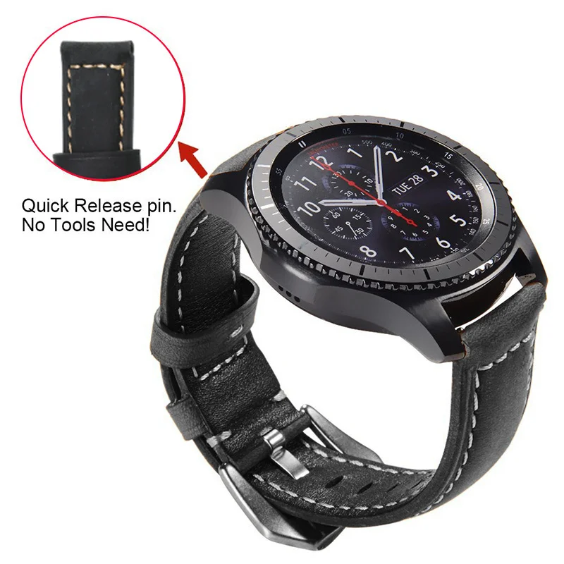 

20mm 22mm 42mm 46mm Genuine Leather Watch Strap For Smart Watch Watchband Replacement Wrist Bracelet With Stainless Steel Buckle