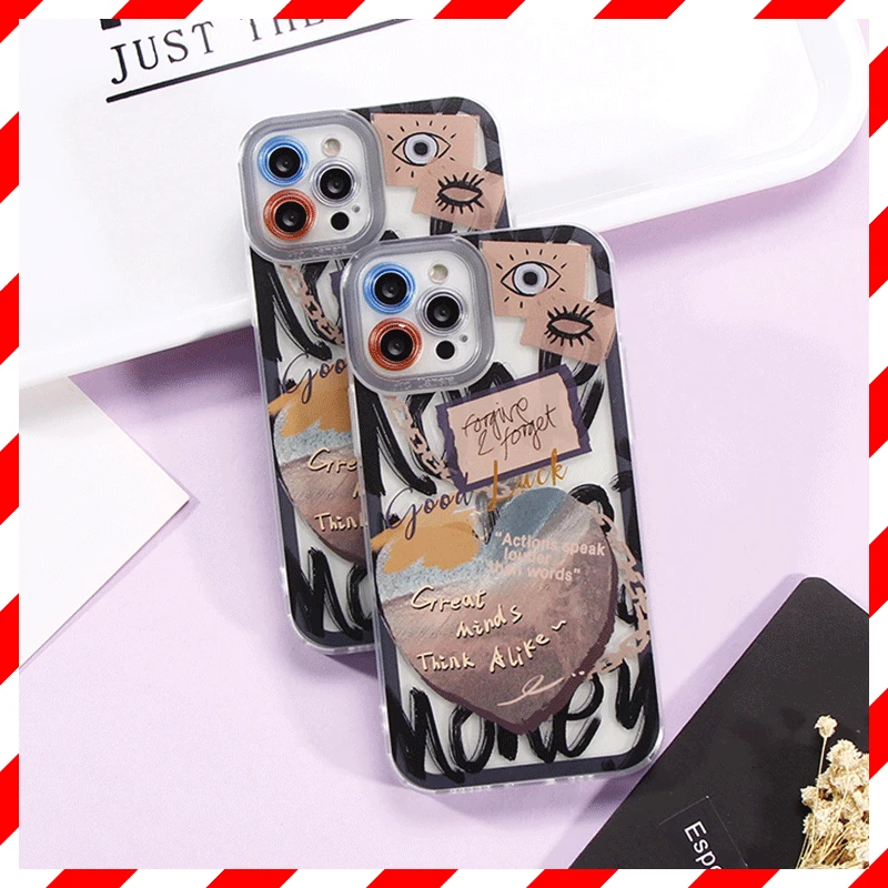 

Evil eye aesthetic art collage transparent black matte phone case iPhone 13 12 11 xr xs xs max x pro max mini shell