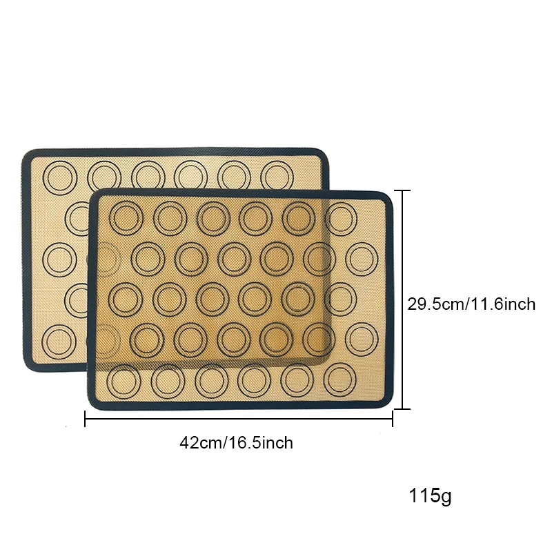

Non-Stick Macaron Baking Mat Food Safe Silicone Glass Fiber Cookies Baking Sheet Liner & Rolling for Bun 24/30 Spots Reposteria