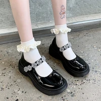 thick soled womens lolita shoes 2022 womens retro rhinestone mary jane shoes british style thick soled womens casual shoes