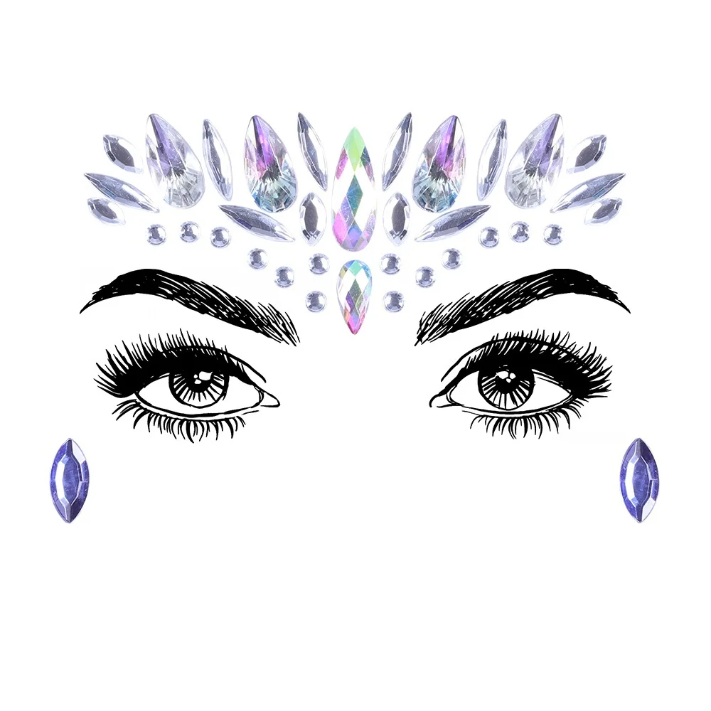 1 лист украшений Стразы для лица клейкие кристаллы драгоценные камни блеск тела