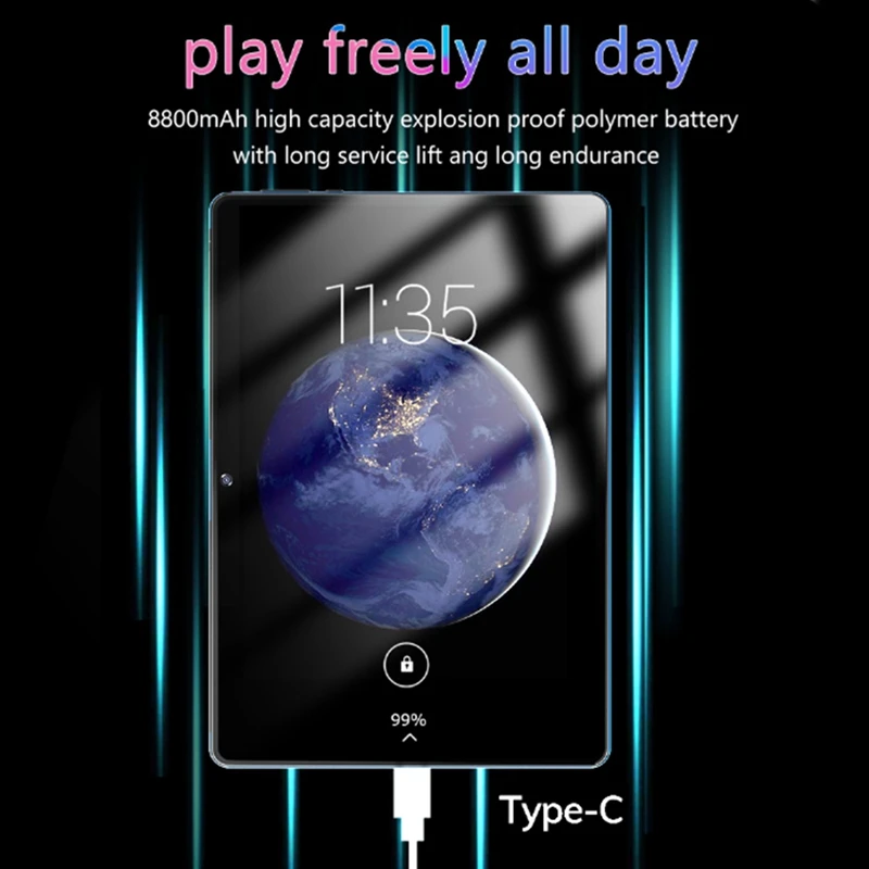 

Tablet PC,10-Inch Dual Card, 2 + 32GB,8 Cores,4G Phone, Bluetooth Connection Ips Sn GPS Navigation, Golden