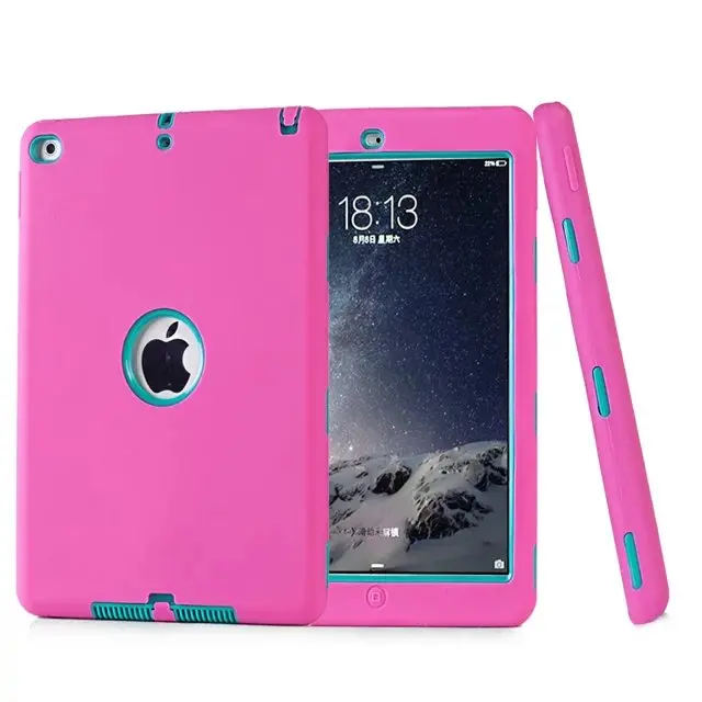 Rose Blue Для iPad Air 2( выпуск) чехол высоко-гибридное воздействие, ударопрочный 3 слоя Мягкий силикон+ жесткий чехол для ПК для iPad Air 2(A1566, A1567 - Цвет: Rose Blue
