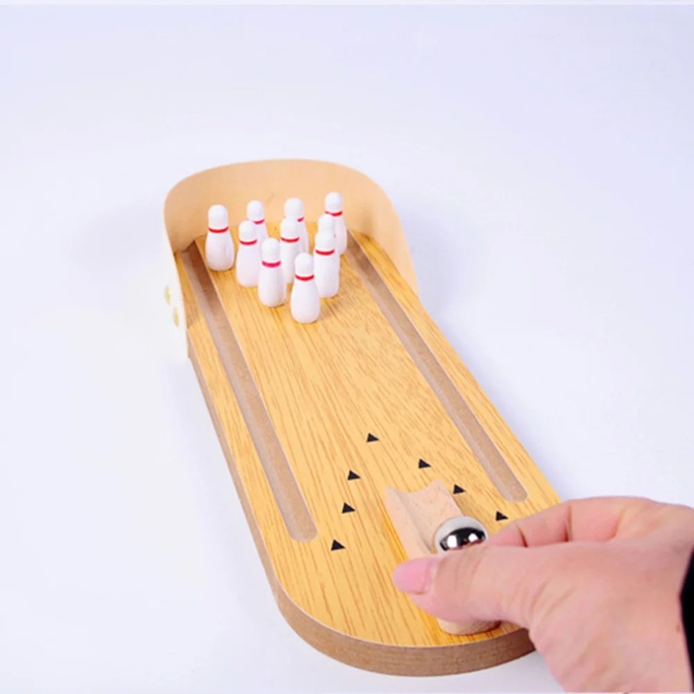 

Wooden Mini Bowling Game Set Tabletop Bowling Interactive Desktop Game Educational Toys