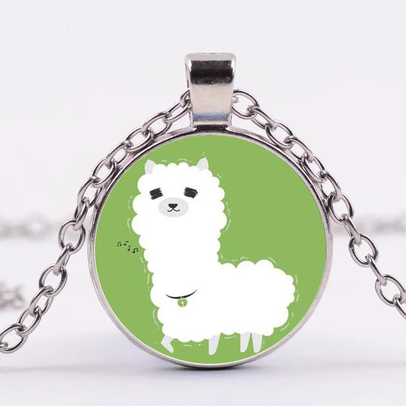 Cute Animal Alpaca Llama Pride Necklace Choker Sweet Cartoon Pattern Crystal Glass Cabochon Pendant Kids Jewelry | Украшения и