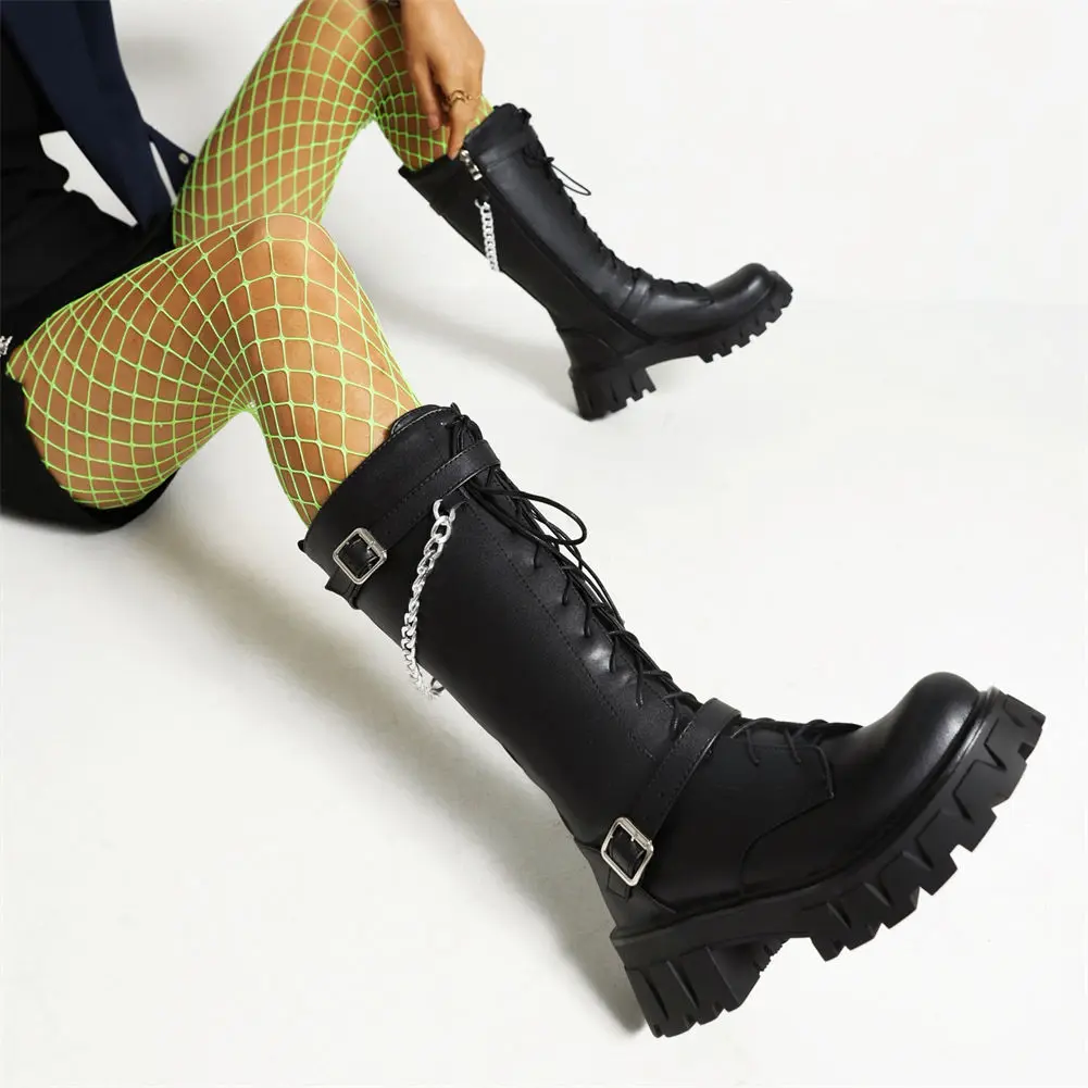 

Женские ботинки в готическом стиле GIGIFOX, черные уличные модные ботинки на массивном каблуке и платформе, удобные боевые ботинки для ходьбы и...