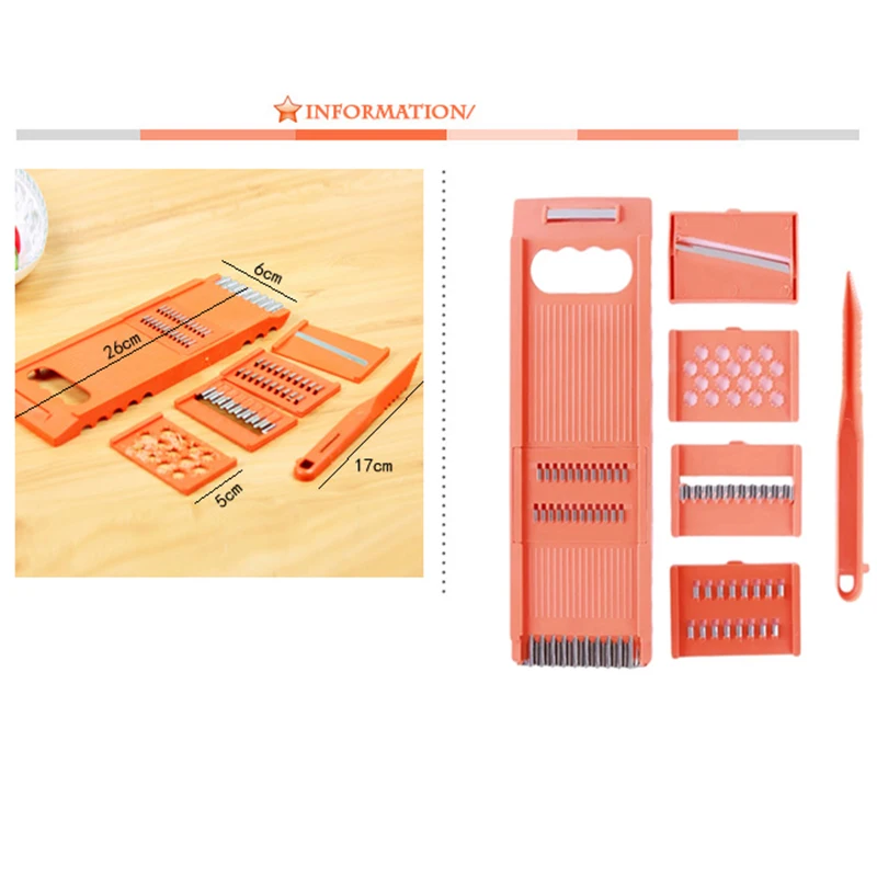 

7PCS/Set Mandoline Slicer Peeler Vegetable Fruit Potato Dicer Cutter Chopper Grater Home Kitchen Vegetable Cutter Accessories