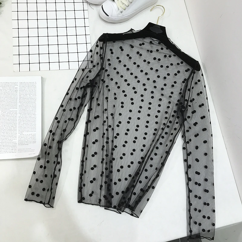 

See through mesh top women fishnet transparent top sexy shirt ladies turtleneck white t shirt women tshirt black women top femme