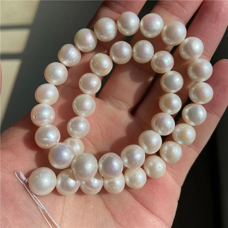 Натуральные Большие круглые жемчужные бусины белый натуральный жемчуг 10-11 мм