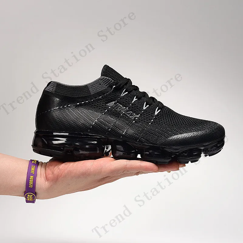 Обувь для бега для мужчин и женщин Air Vapormax_ ni2 ke Max кроссовки резиновая Весна 0ff Белая обувь - Цвет: Черный