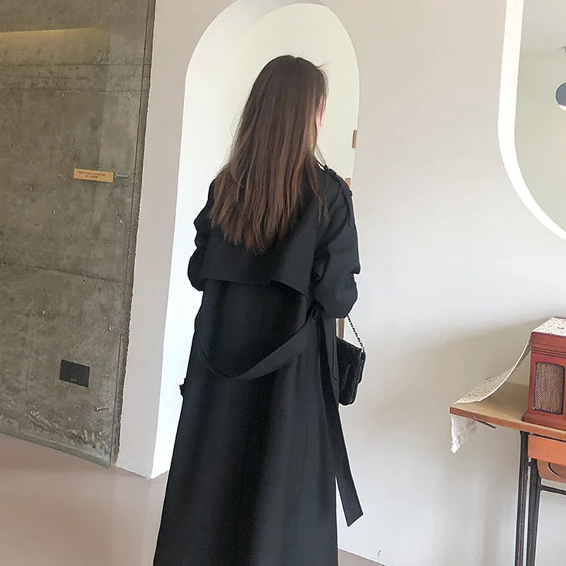 Женский Длинный Повседневный тренчкот в британском стиле модная двубортная