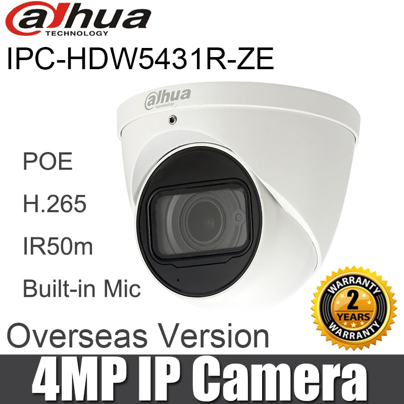 IPC-HDW5431R-ZE IPC-HDW5431RP-ZE 4MP h.265 IP камера IR Eyeball сетевая Poe Встроенный микрофон Замена