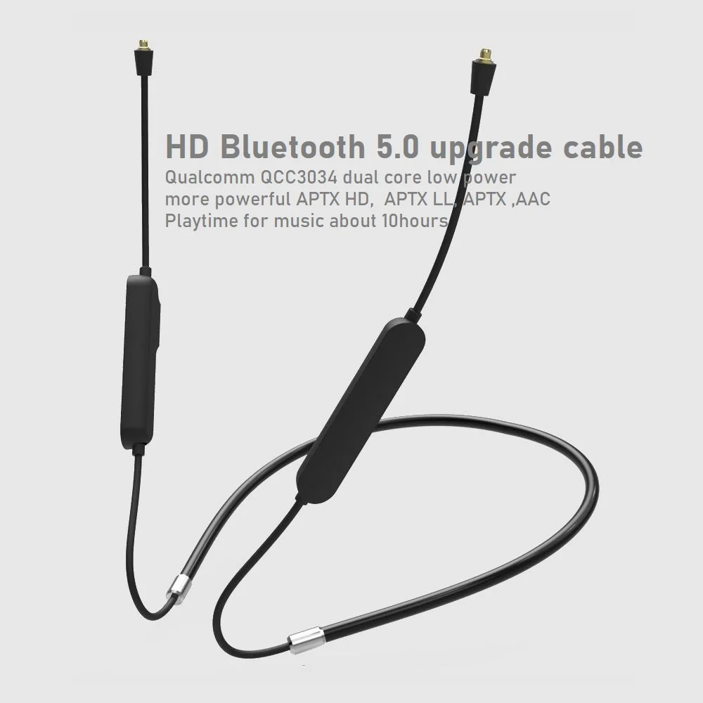 QCC3034 APTX HD Bluetooth кабель 5,0 время воспроизведения 10 часов APTX LL APTX AAC-LC 2PIN MMCX MIC для IE80S SE535 UE18 W4R TF10