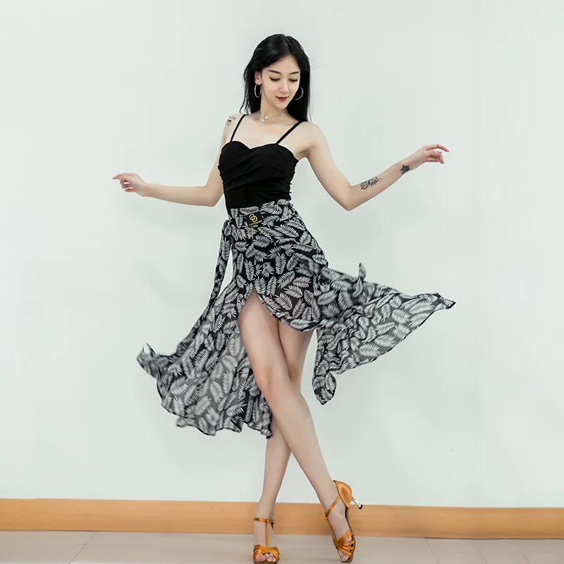 

Sexy Latin Dance Skirt Women Chiffon Performance Hips Scarf Ladies Tango Salsa Samba Rumba Cha Cha Ballroom Practice Wear DC4771