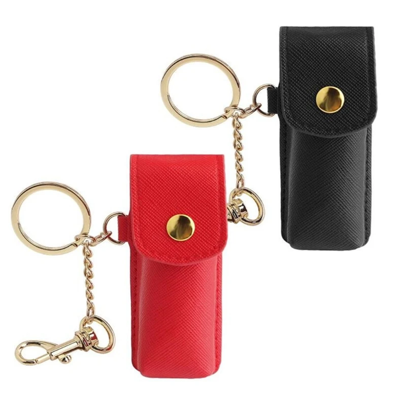 

2 Pack Chapstick Keychain Holders Leather Mini Lipstick Lip Tubes Storage Organizer Portable Cosmetic Jewelry Holder Bag