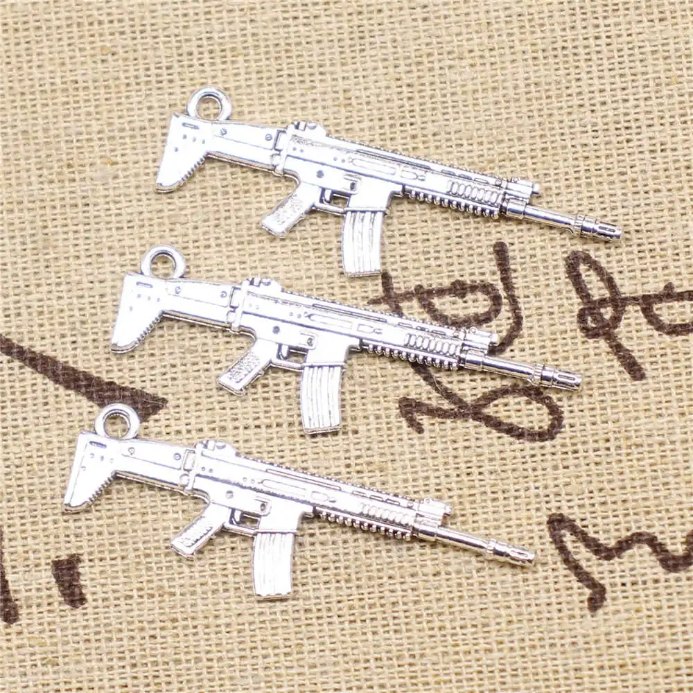 

Подвески для изготовления ювелирных изделий, 10 шт., 44x14 мм, античное серебро, цвет: пулемет, пулемет, подвески для пулемета