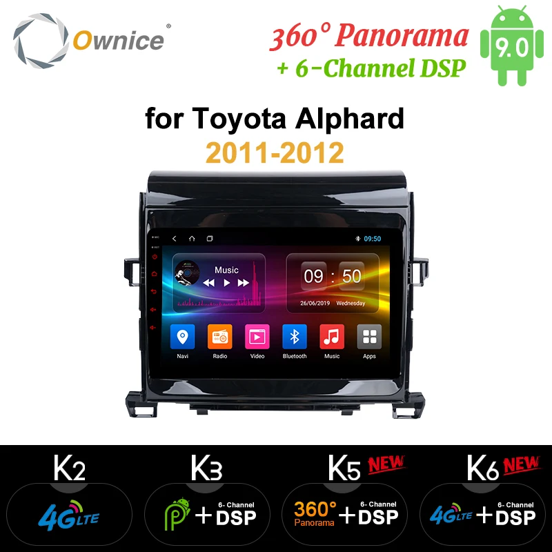 Ownice K3 K5 K6 Автомобильный DVD Android 9 стерео для toyota Alphard 2011 2012 головное устройство