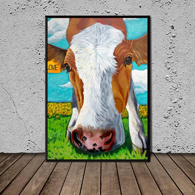

Modern Canvas Painting Cow Eating Grass Art Posters Modern Paintings for Living Room Wall Pictures Home Decoration Cuadro