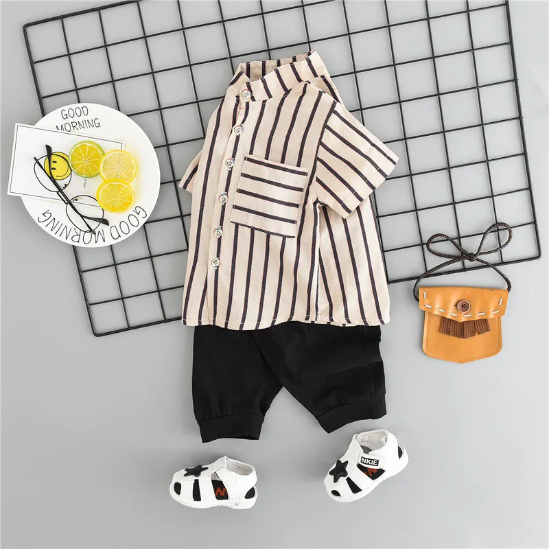 2020 Новая летняя модная детская спортивная одежда в полоску из От 0 до 4 лет хлопка