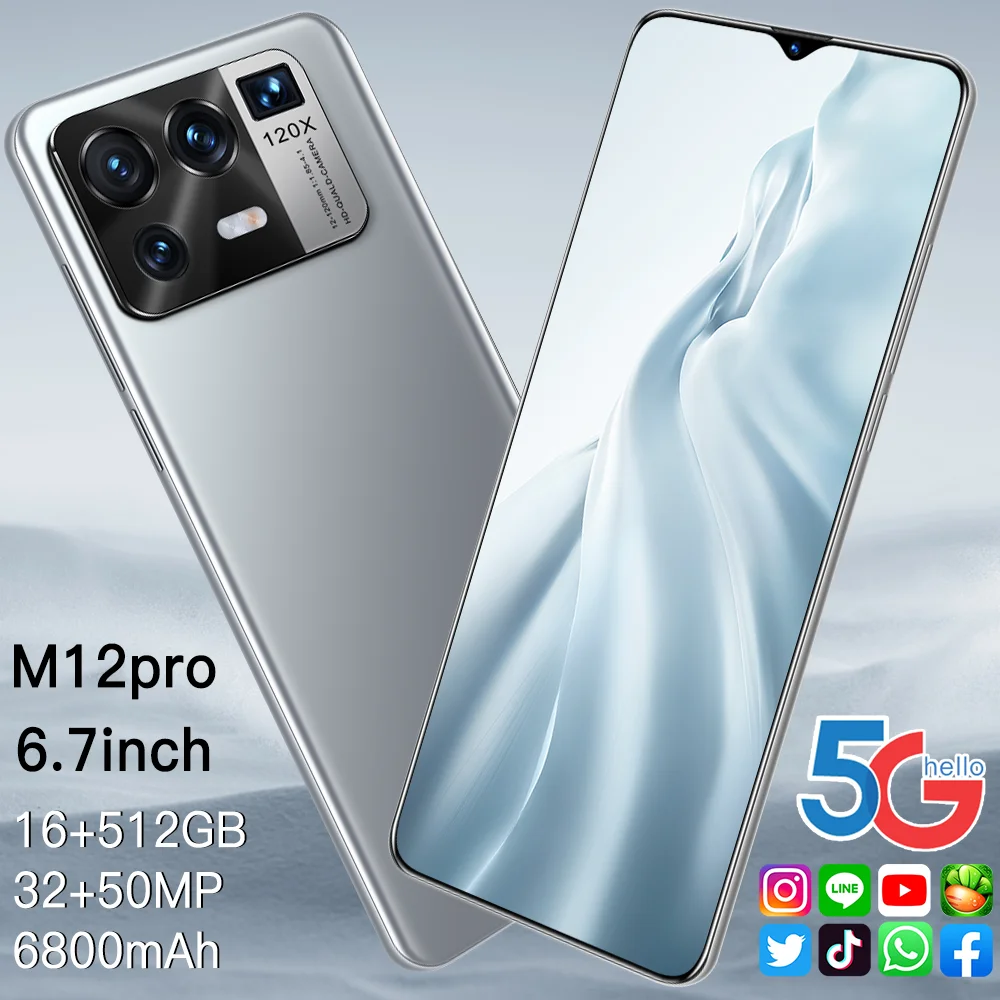 

Smartphone M12pro 16G+512G 2021 New Arrival Snapdragon888 Deca Core Mobile Phone Dual SIM Unlock 6.7Inch Full Screen Telephone