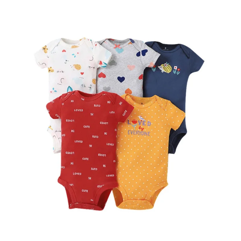 5 шт./лот боди для маленьких девочек комбинезон летний хлопковый без рукавов